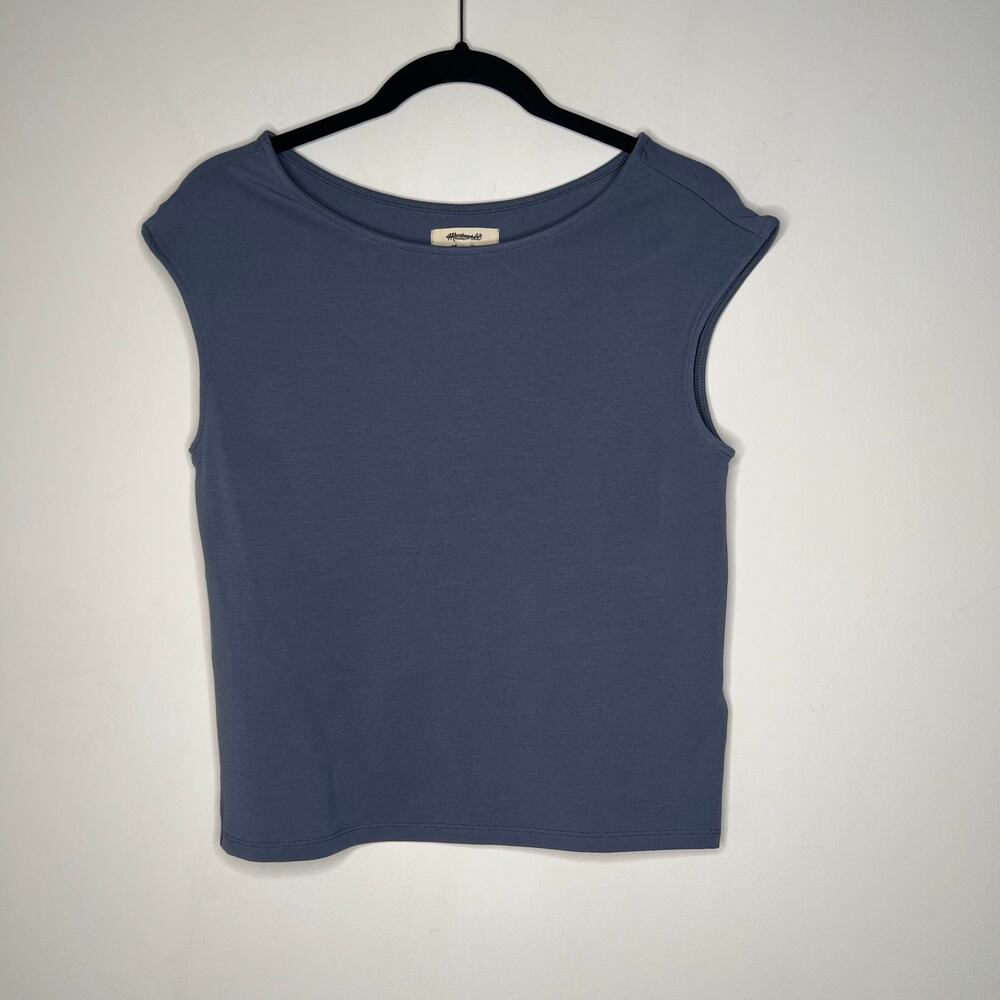 Madewell Black Scoopneck Cap-Sleeve Tee Size Large - Picture 2 of 6